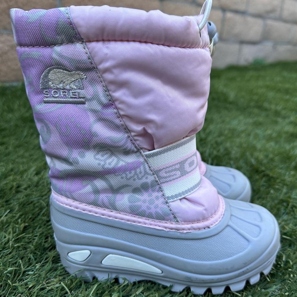Sorel Kids Pink and Light Gray Snow Boots